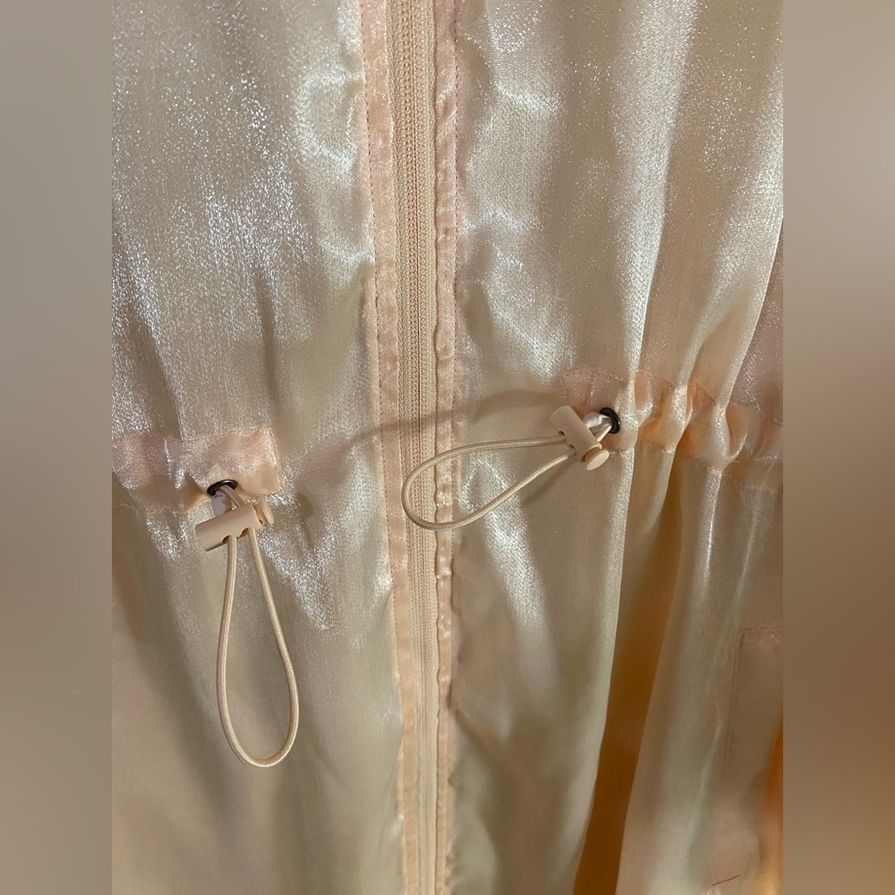Future Collective - Peach Cinched Waist Hooded Parka Organza Jacket - Picture 9 of 14